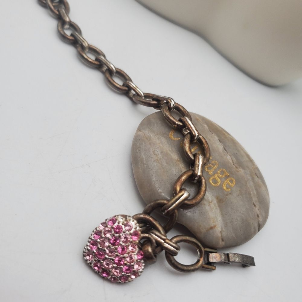 barbiecore Pink crystal heart charm bracelet